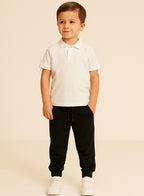 Boys French Terry Joggers With Drawstring Closure “ Black
