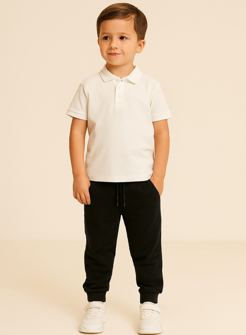 Boys French Terry Joggers With Drawstring Closure “ Black