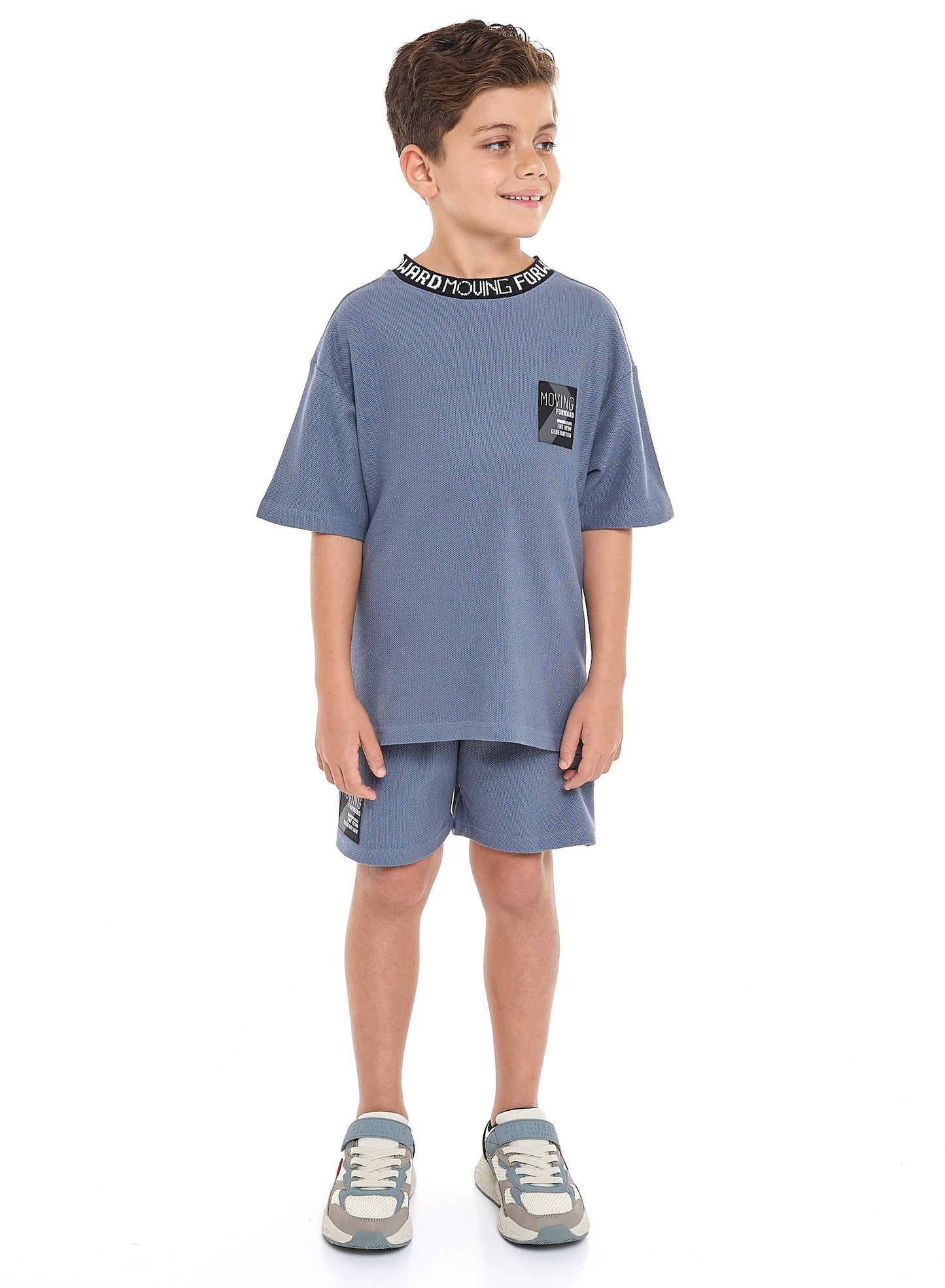 Victor and Jane Boys' Cord Set – Dark Blue  T-Shirt and Shorts Set