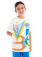 Victor and Jane Cotton Graphic Short Sleeve T-Shirt & Shorts Set - Blue & White
