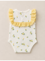 Baby Girls Lemon Print Bodysuit & Skirt Set with Sunglasses & Socks (4-Piece Set)