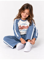 Girls Raglan Sleeve Sweatshirt and Wide Leg Pants Set