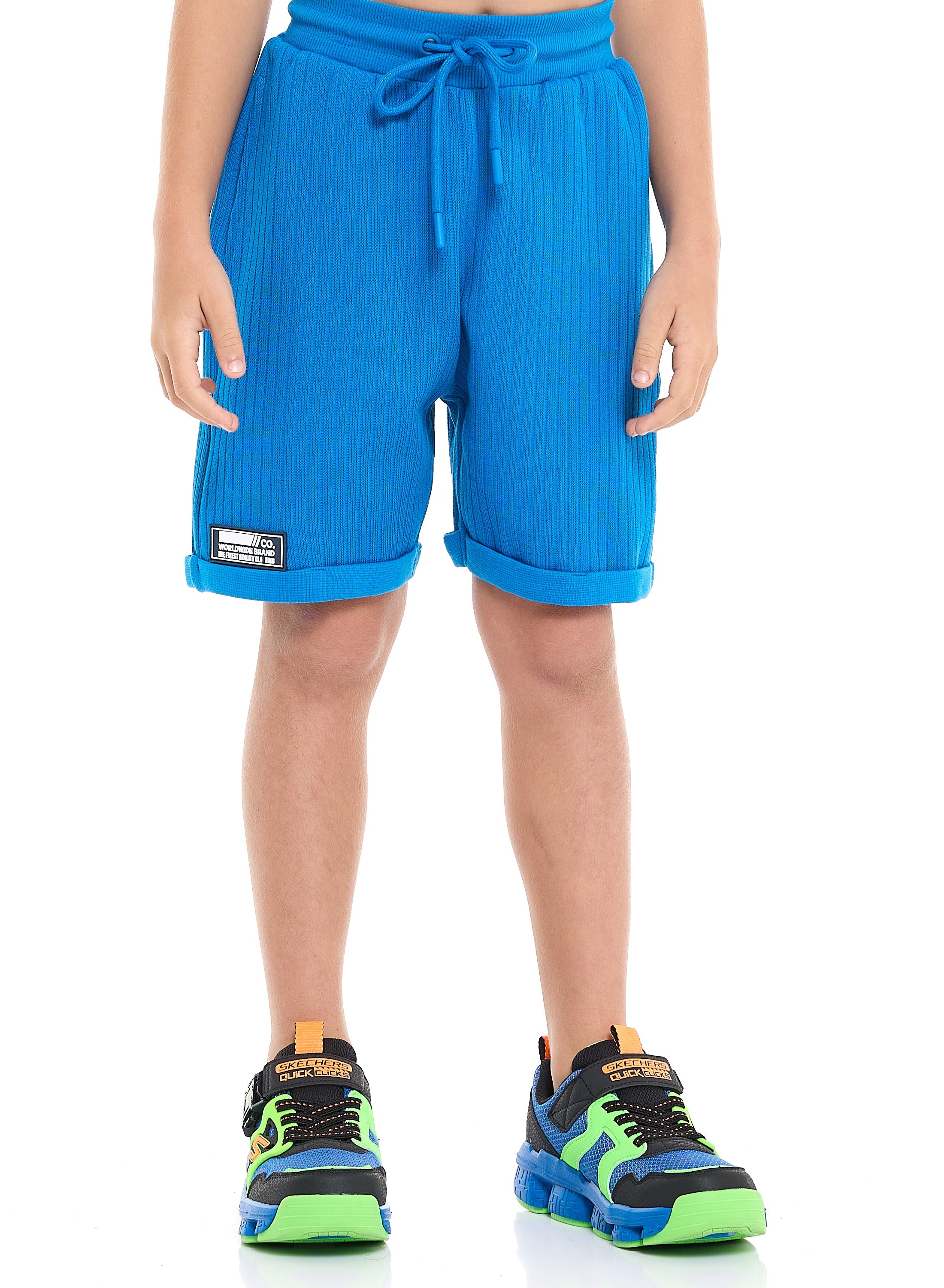 Boys' Jacquard 2-Piece Set - Polo T-Shirt With Label Detail And Matching Shorts With Pockets,