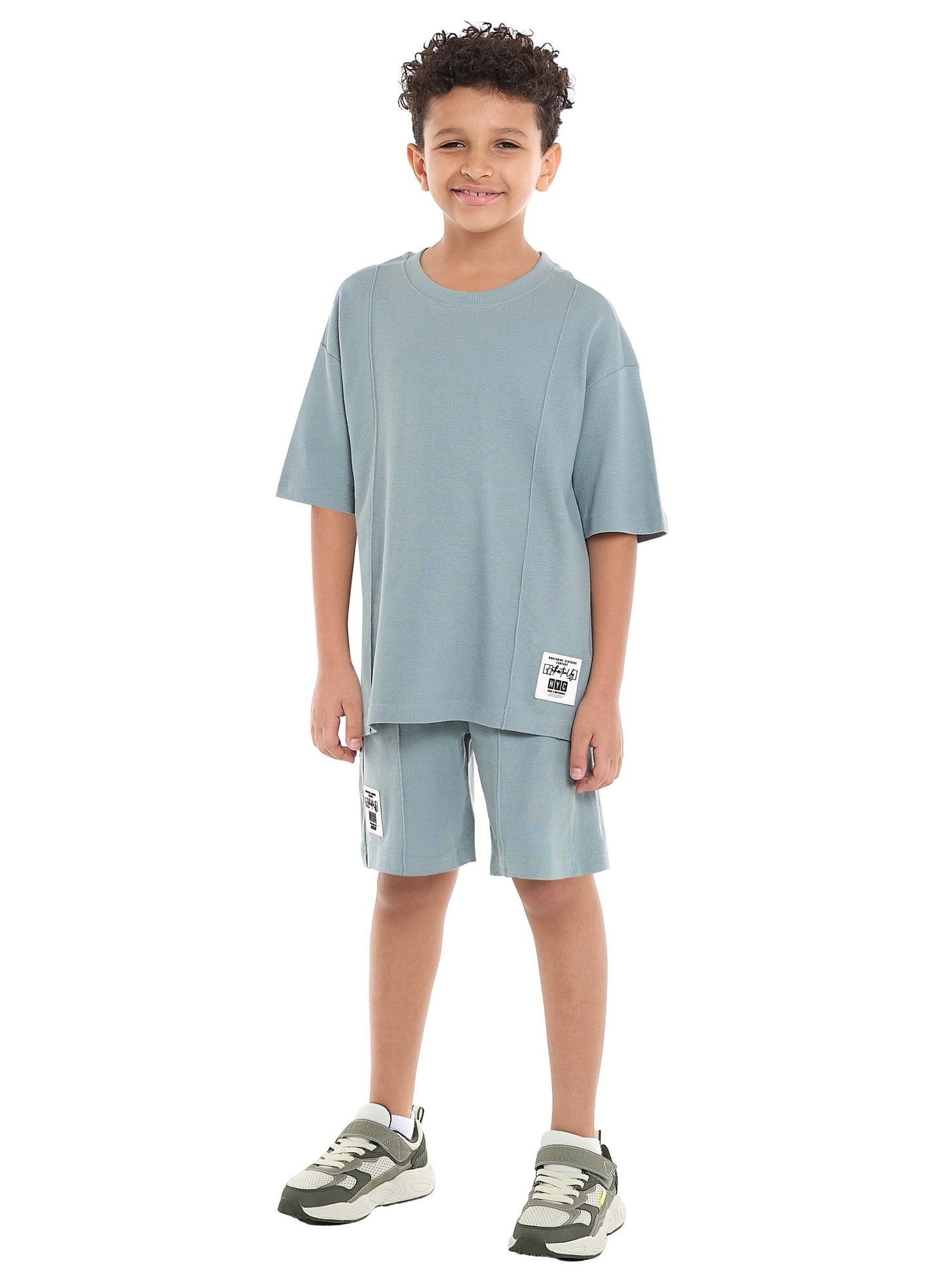 Victor and Jane Boys' Cord Set – Slate Grey T-Shirt and Shorts Outfit