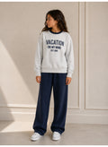 Girls "Vacation" Text Print Pullover Top