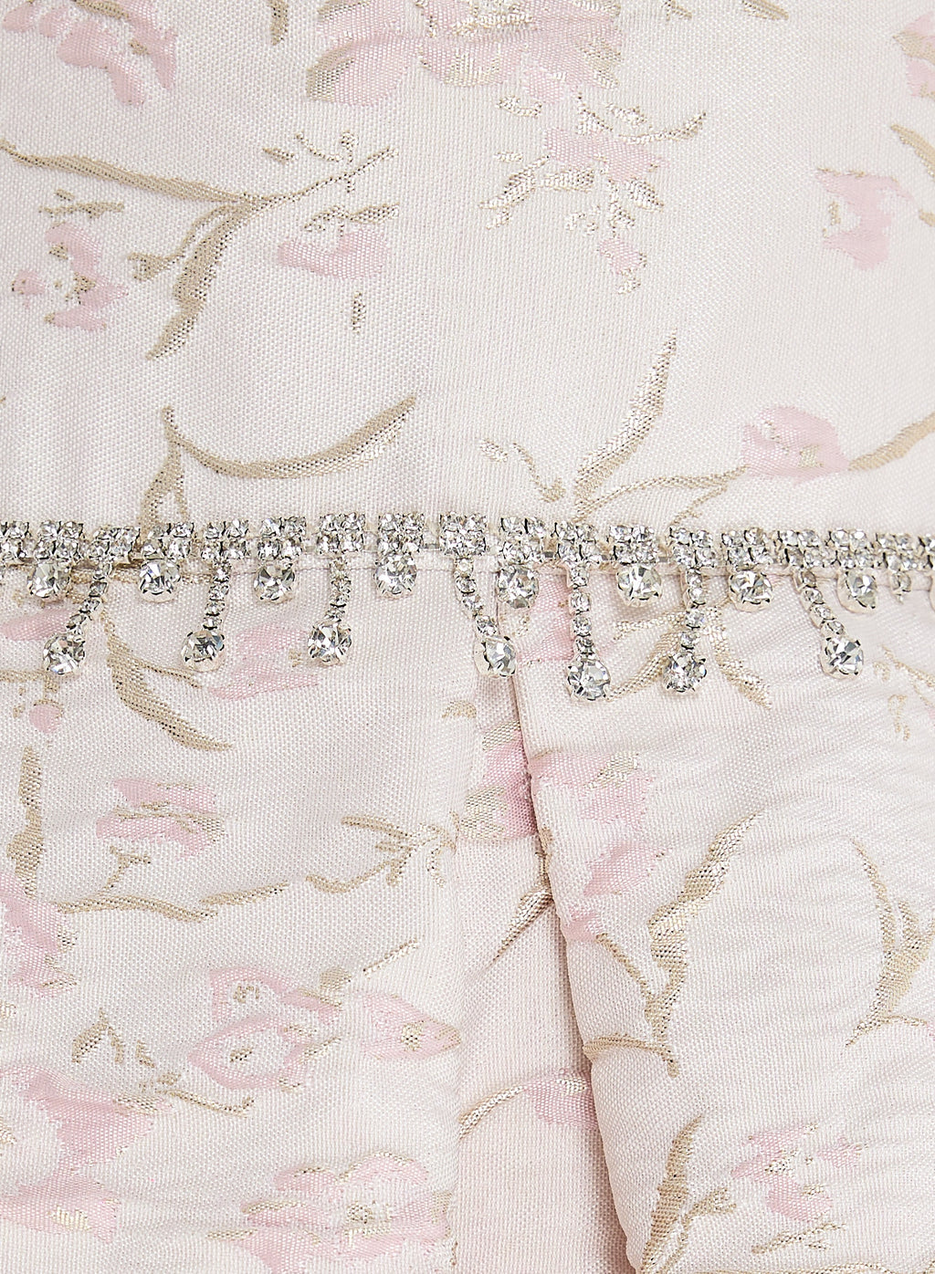 Pink/Gold Jacquard High Low Tail Dres With Tulle Mesh