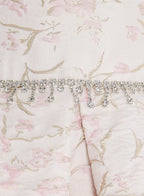 Pink/Gold Jacquard High Low Tail Dres With Tulle Mesh