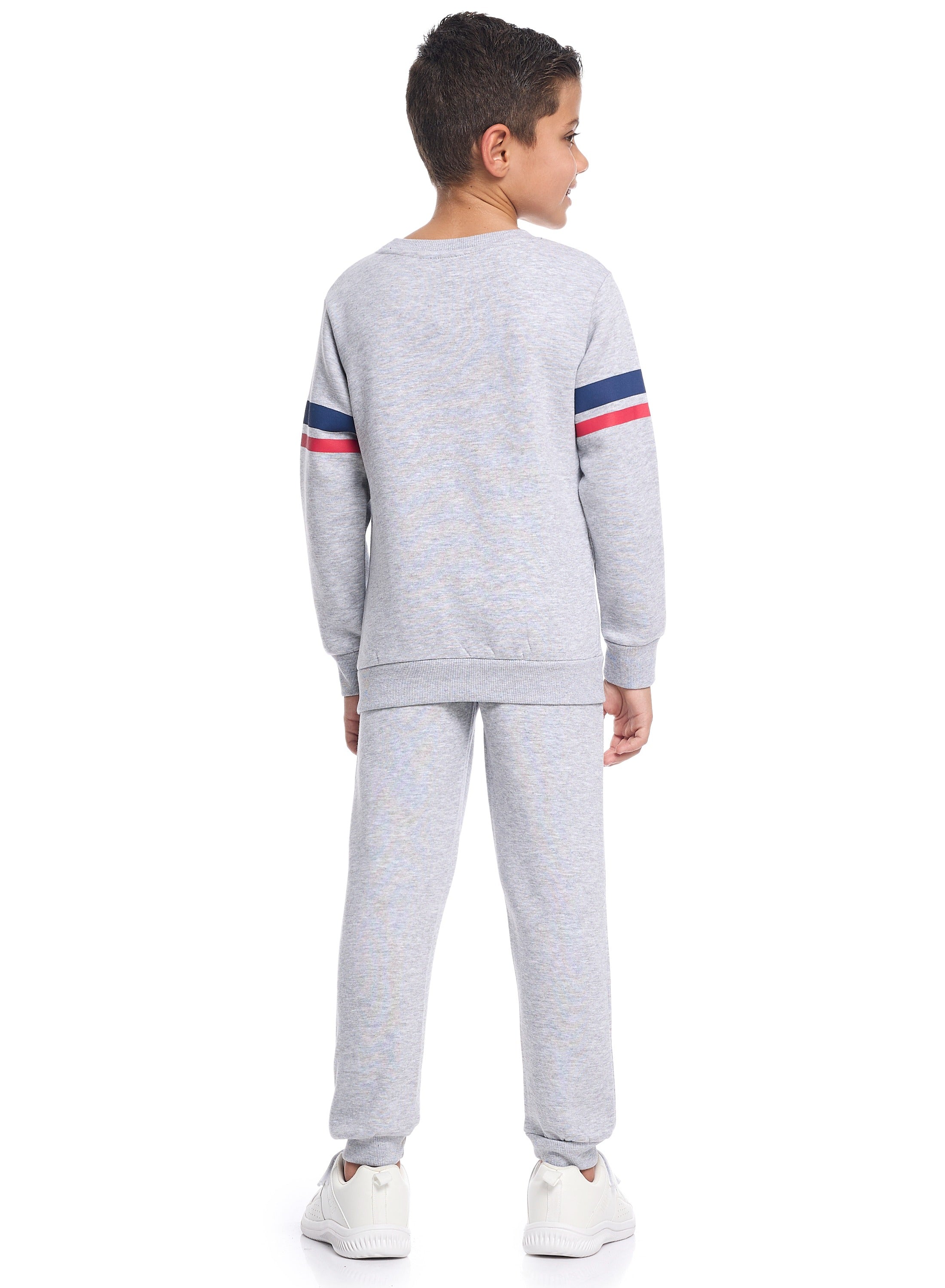 Victor And Jane Cotton Champion Team Printed And Embroidered Full Sleeves Sweatshirt And Joggers Co-Ords Set - Grey