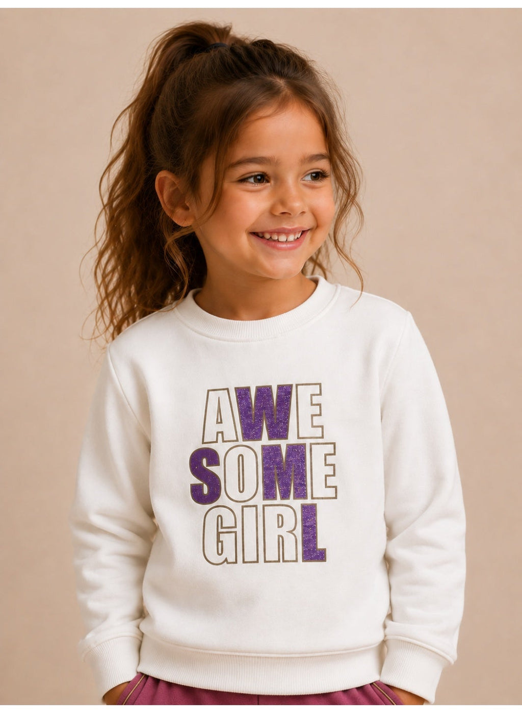 Girls Graphic Sweatshirt and Wide Leg Pants Set