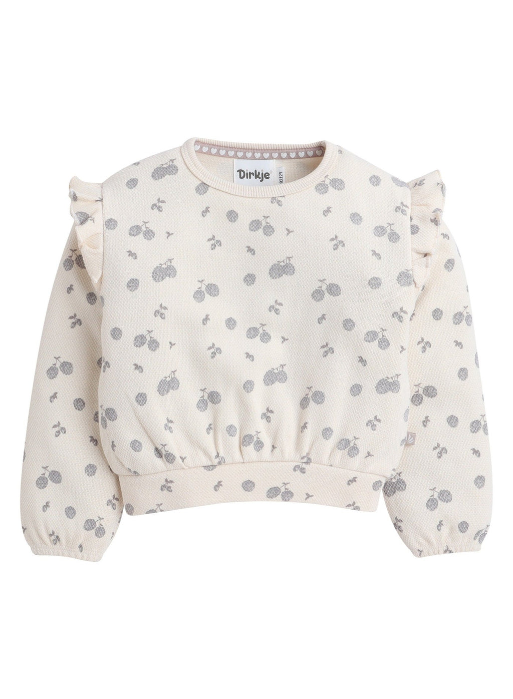 Dirkje Cotton All Over Fruits Printed Full Sleeves Sweatshirt & Joggers Co-Ords Set With Headband - Beige