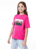 Victor And Jane Brooklyn Graphic Oversized Fashion T-Shirt - Pink