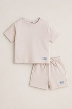 Boys Cotton Interlock Tee & Shorts Set “ Sand