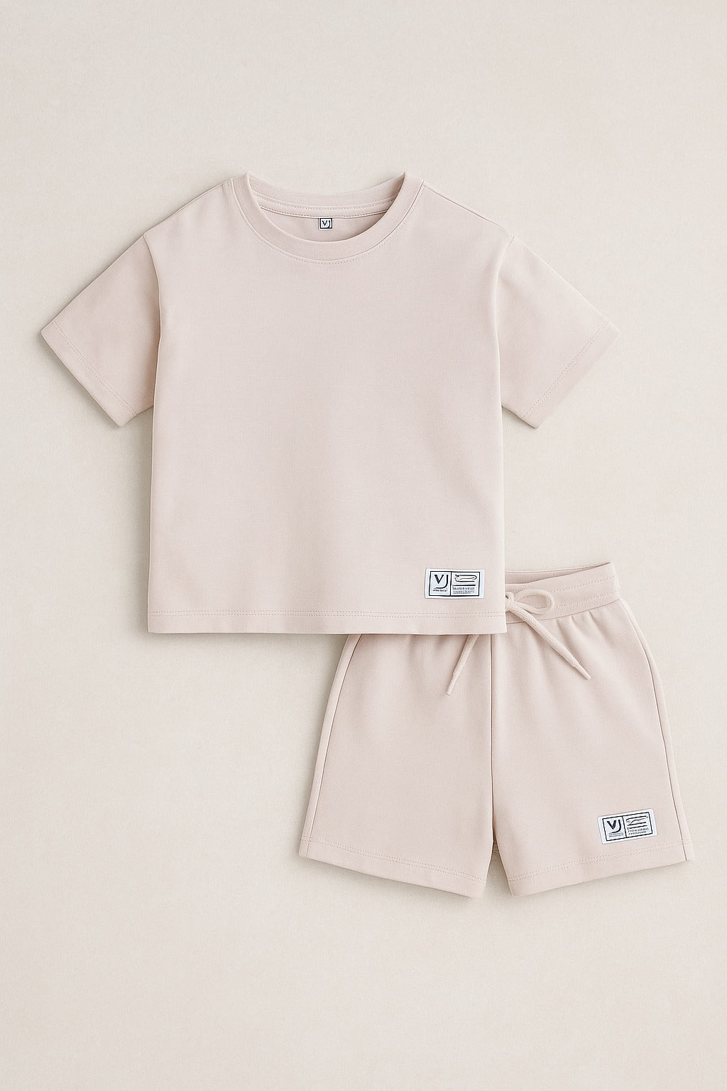 Boys Cotton Interlock Tee & Shorts Set – Sand