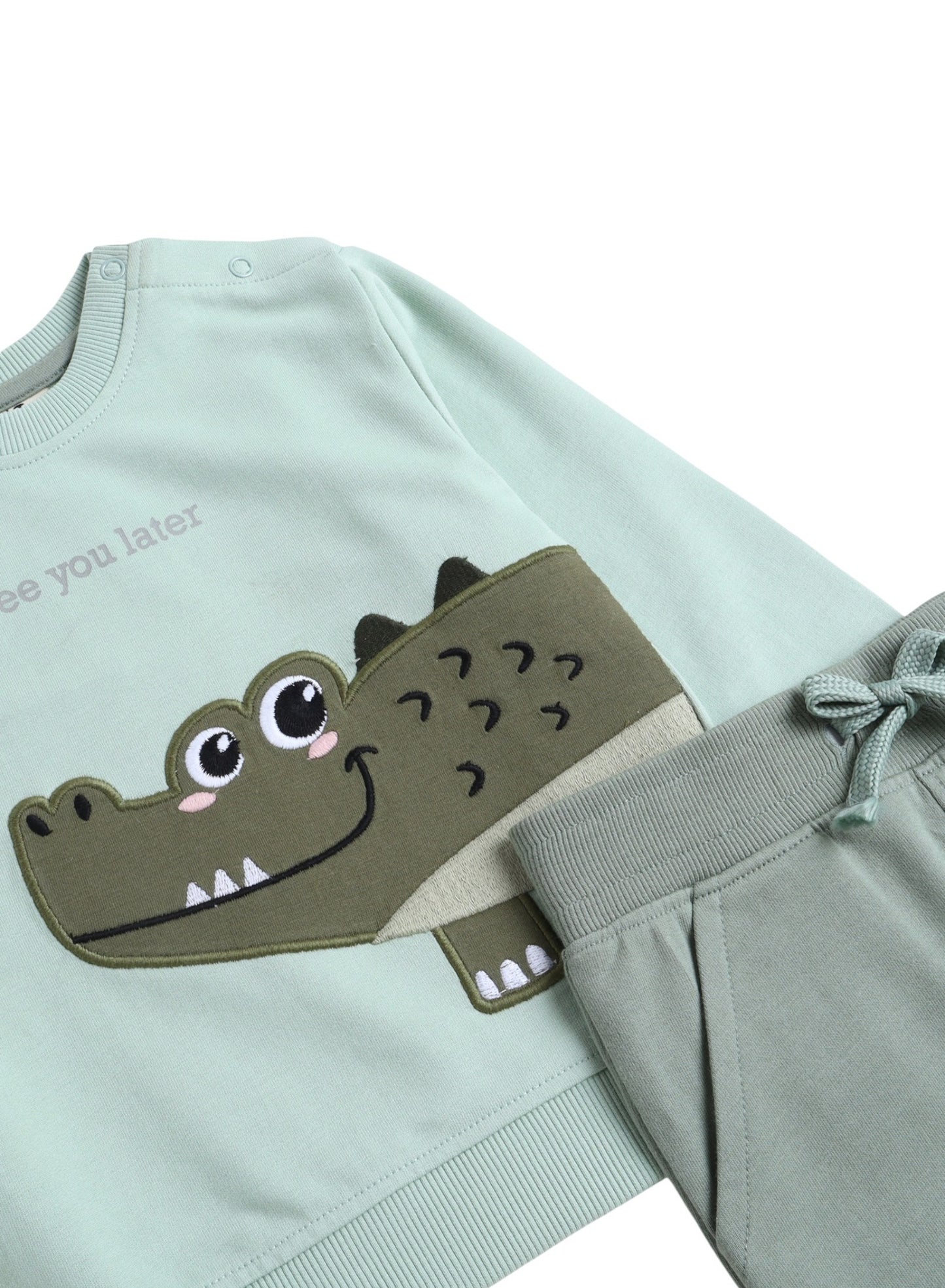 Baby Boys’ 2-Piece Set – “See You Later” Crocodile Sweatshirt & Joggers Set