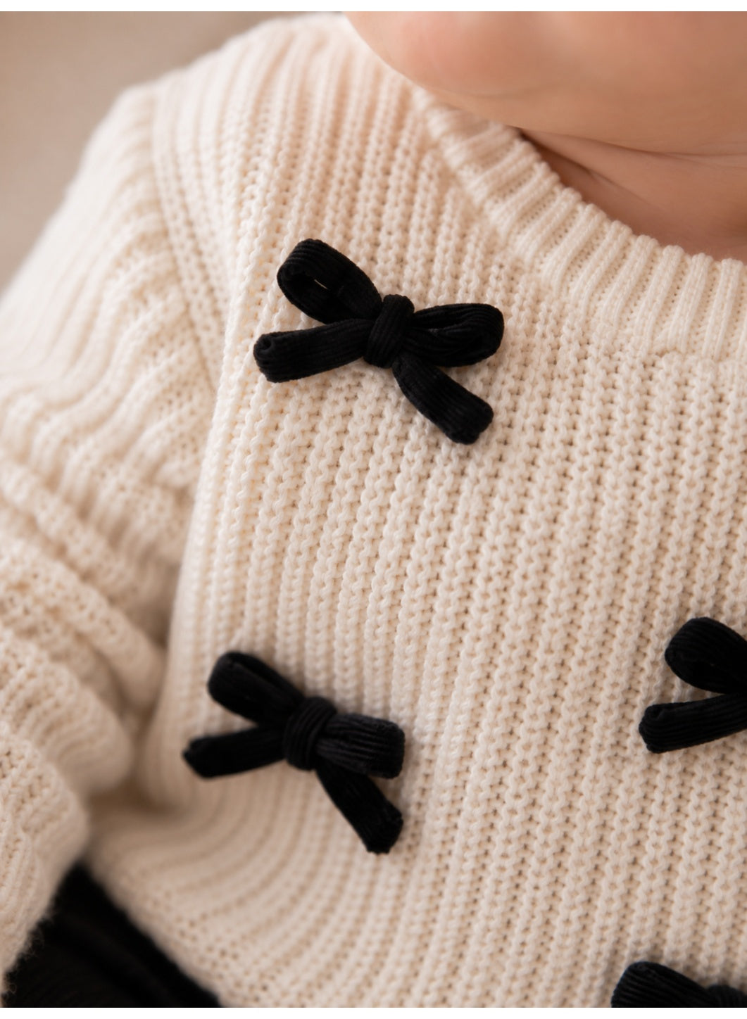 Baby Girls Ribbed sweatshirt & Leggings Set with Ribbon (3-Piece Set)