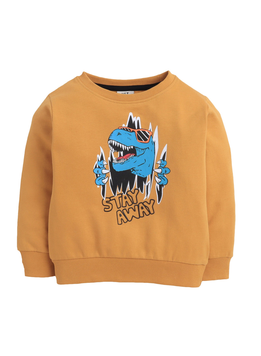 Boys' Mustard Yellow"Stay Away Dino" Graphic Sweatshirt