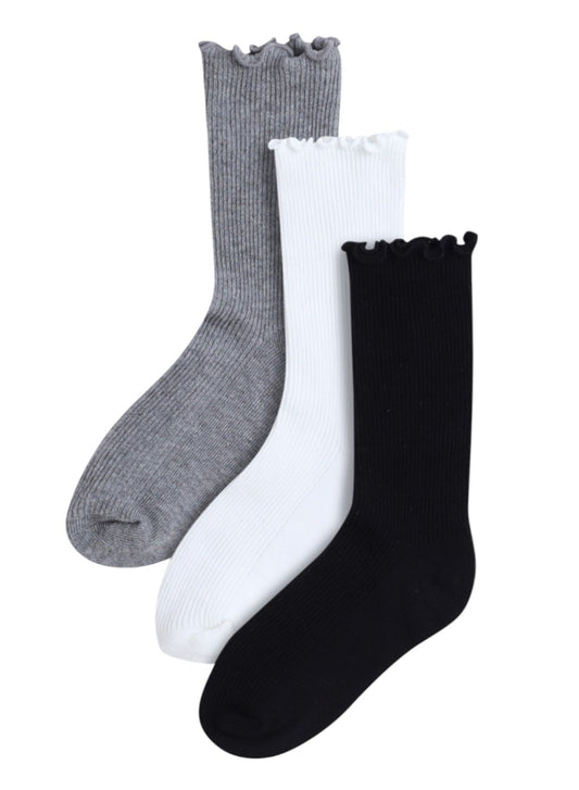 Girls 3 Pairs Textured Crew Length Socks