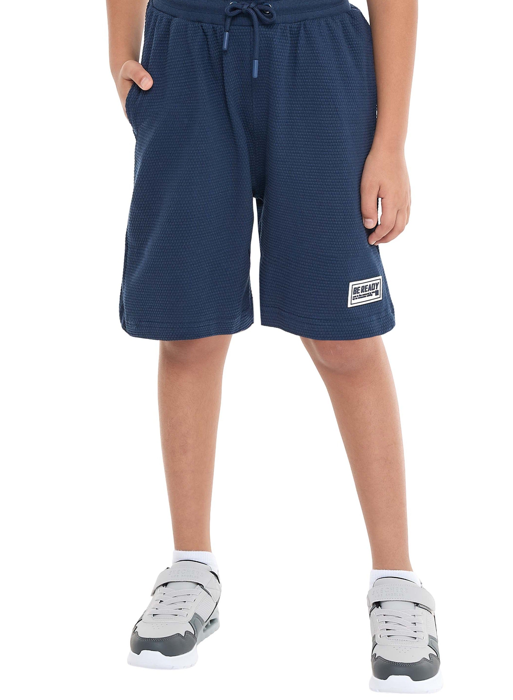 Boys' Jacquard Set “ Navy 2-Piece Outfit With Pockets, Polo T-Shirt And Shorts