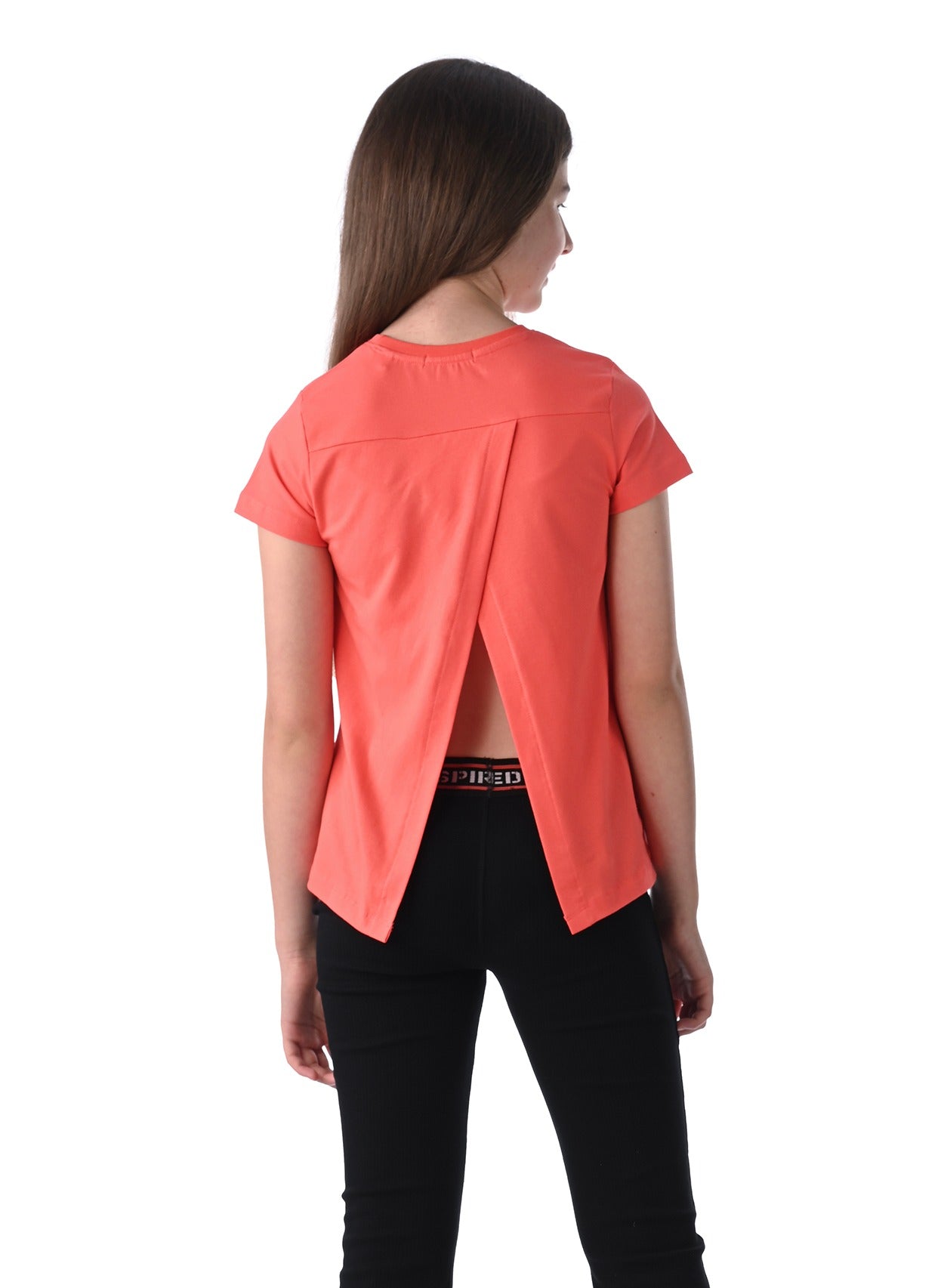 2 Pc Set with Slogan Print Stylish Top and Flared Solid Leggings