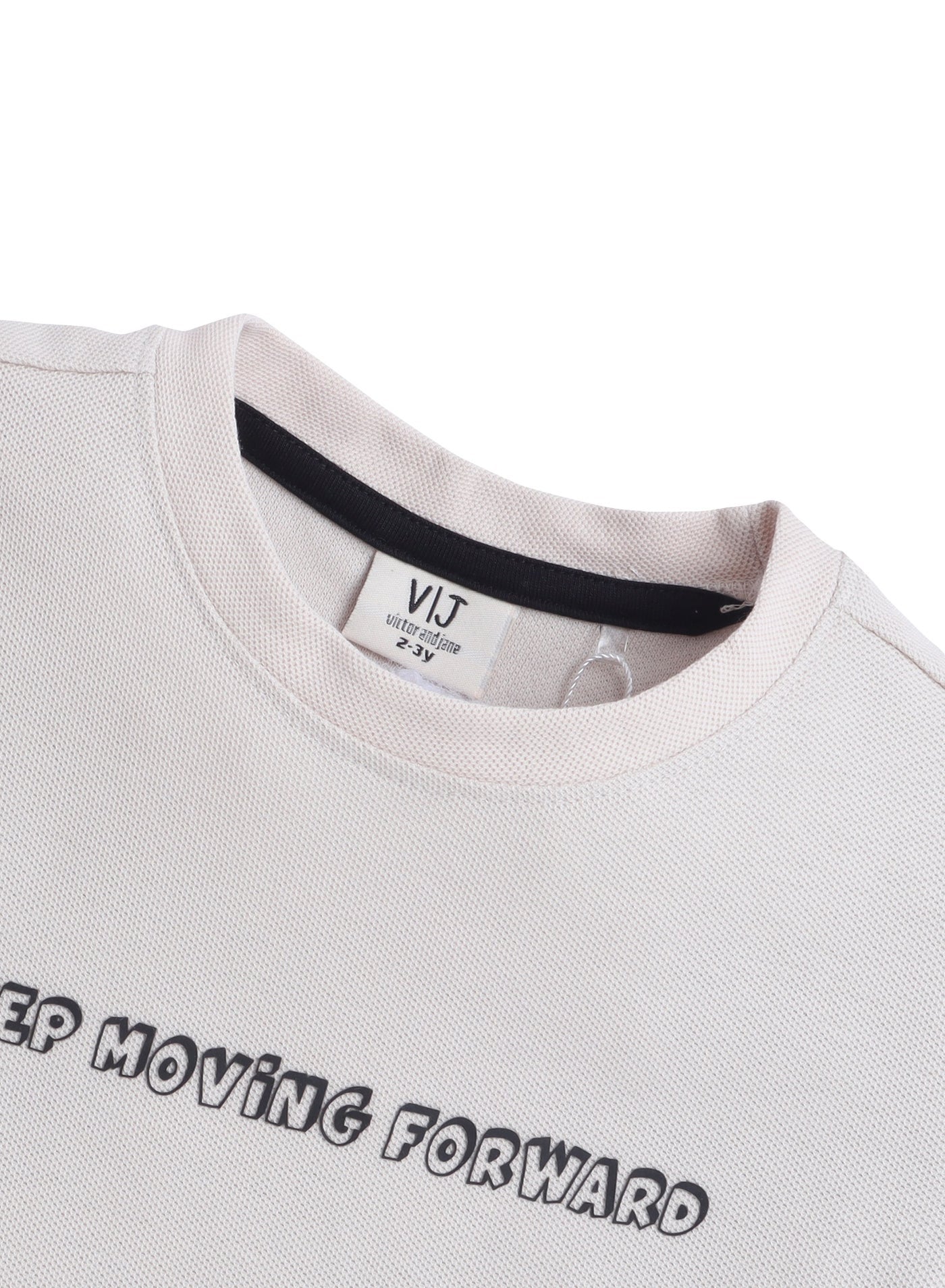 Junior Boys Beige ‘KEEP MOVING FORWARD’ Cotton T-shirt