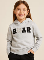 Girls Œroar” Tiger Fleece Hoodie “ Grey