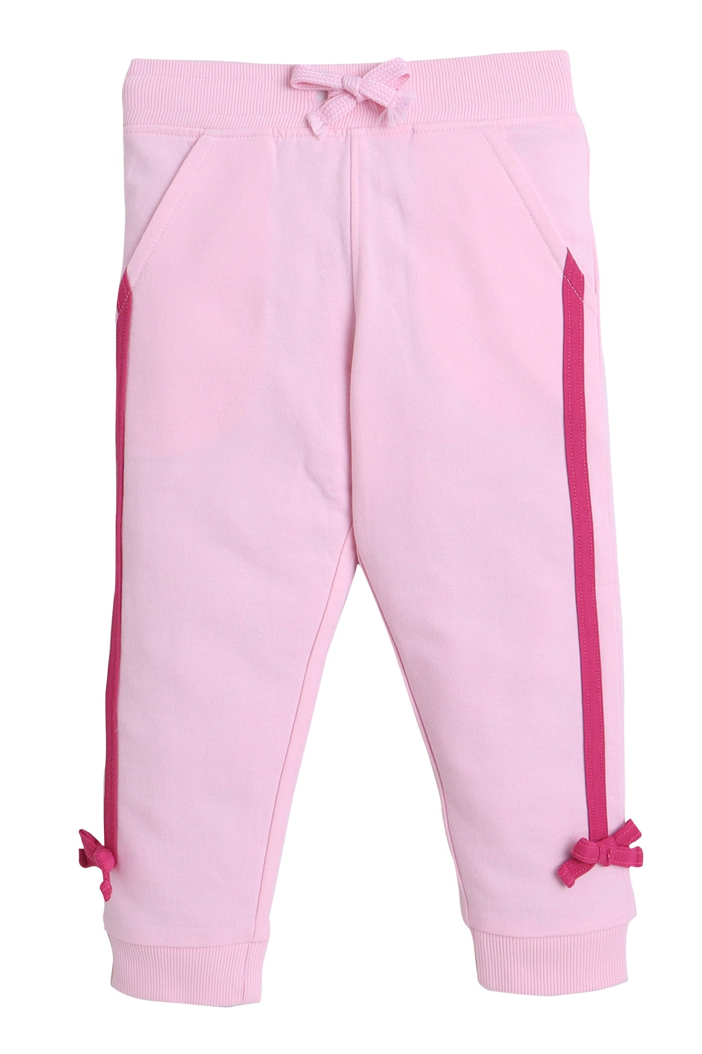 Baby Girl Rose Appliqué Fleece Tracksuit – Pink 2-Piece Set