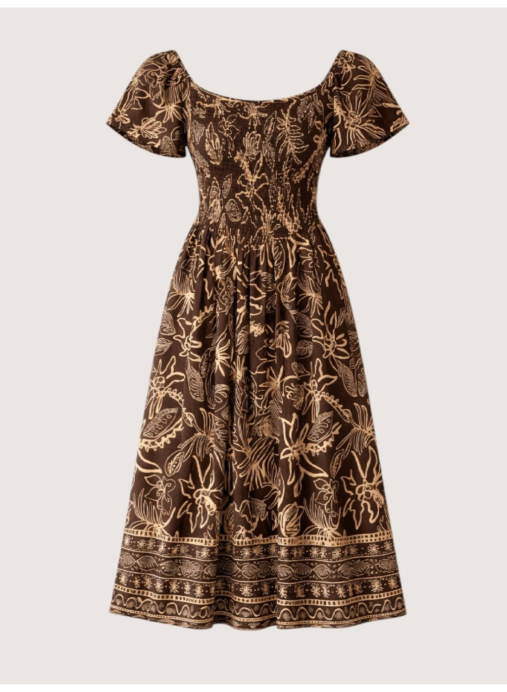 Printed Midi Dress With Square Neck