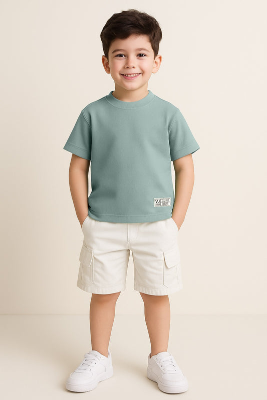 Junior Boys Textured Cotton T-Shirt