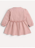 Girls Ruffle Waist Long Sleeve Dress