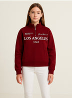 Œlos Angeles Cali” Half-Zip Sweatshirt “ 100% Cotton Fleece Pullover | 280 Gsm