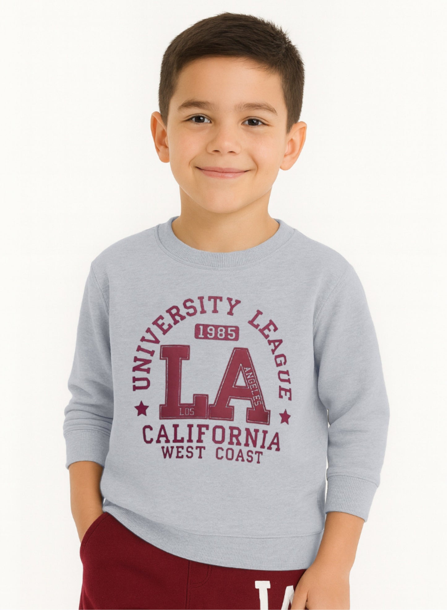 Boys TEXAS 98 Zip-Neck Fleece Tracksuit - Grey and Maroon