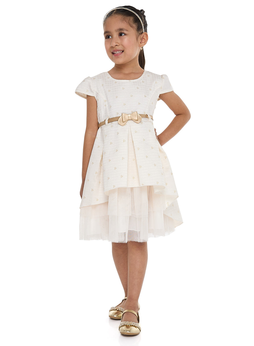 Chic Jacquard Champagne  Party Dress With Mesh & Decoration