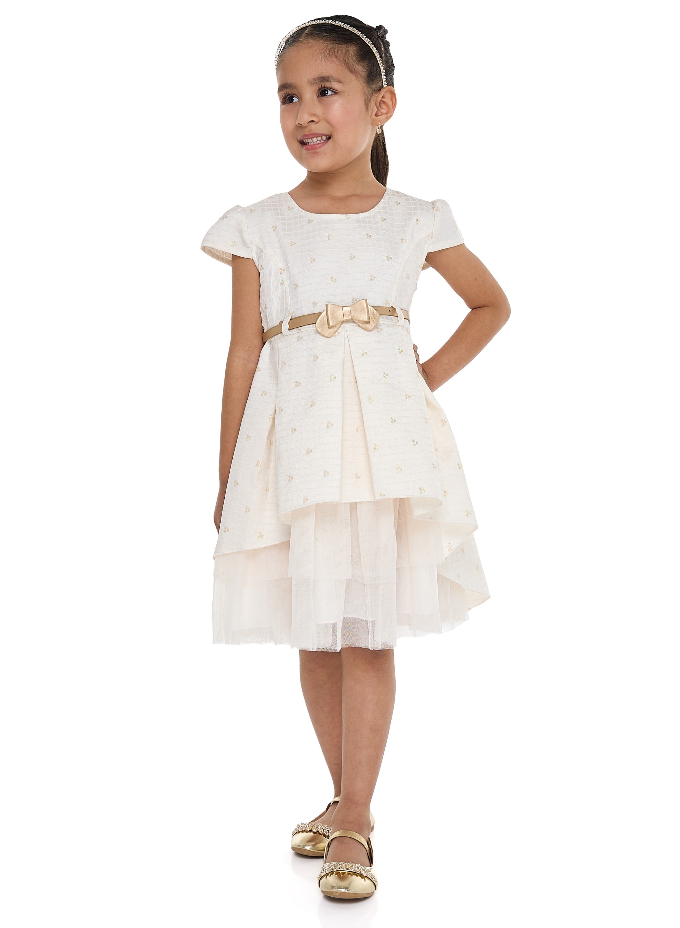 Chic Jacquard Champagne  Party Dress With Mesh & Decoration