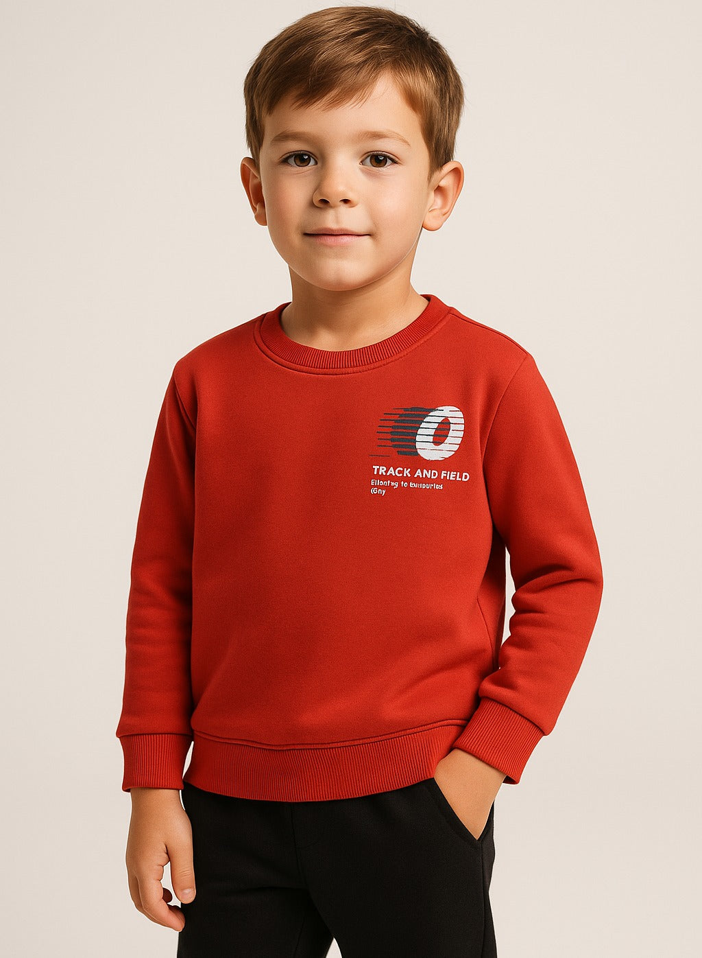 Boys' Red "Track & Field" Graphic Sweatshirt