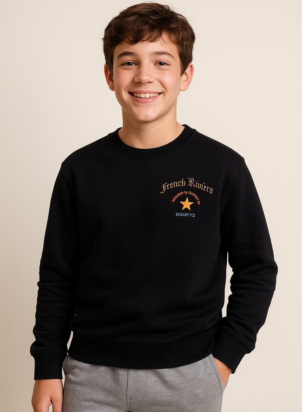 Boys’ Black Graphic Sweatshirt With Regal Back Print