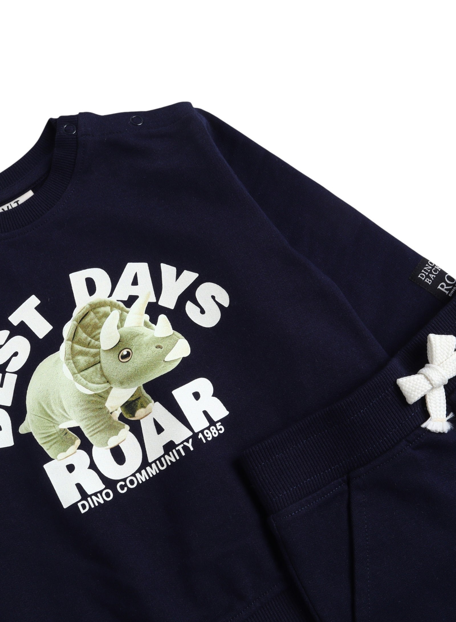 Infant Boys Œbest Days Roar” Fleece Tracksuit “ Dark Blue 2-Piece Set