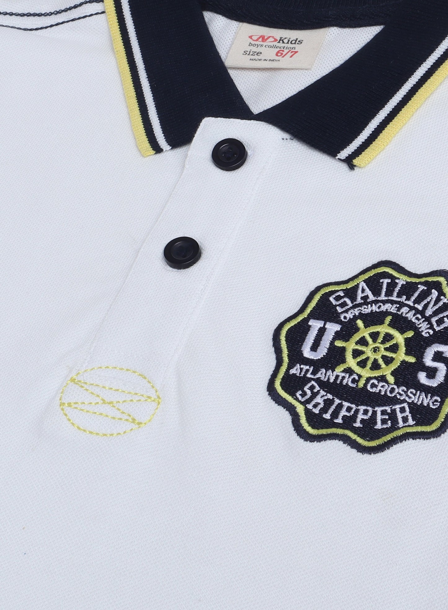 Boys' Polo T-Shirt with Label detail – White colour