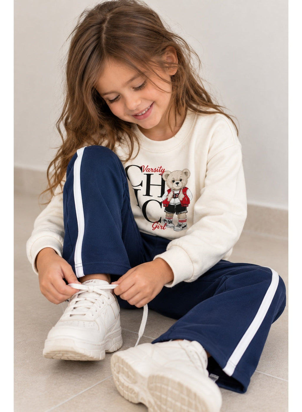 Girls Graphic Sweatshirt and Wide Leg Pants Set