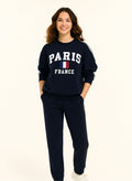 Girls Œparis France” Cotton Fleece 2-Piece Set - Navy