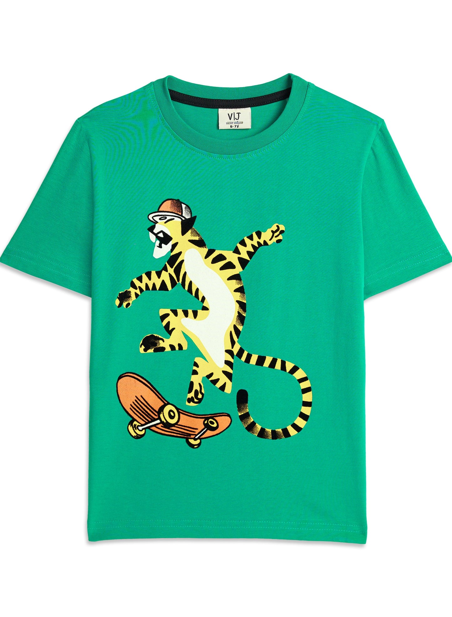 Victor and Jane JR Boys' 2PC Set – "Ride the Streets!" Skateboard, 100% Cotton Summer Wear, Comfertable, Green 2-3YRS