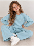 Girls Sweatshirt and Wide Leg Pants Co-ord Set