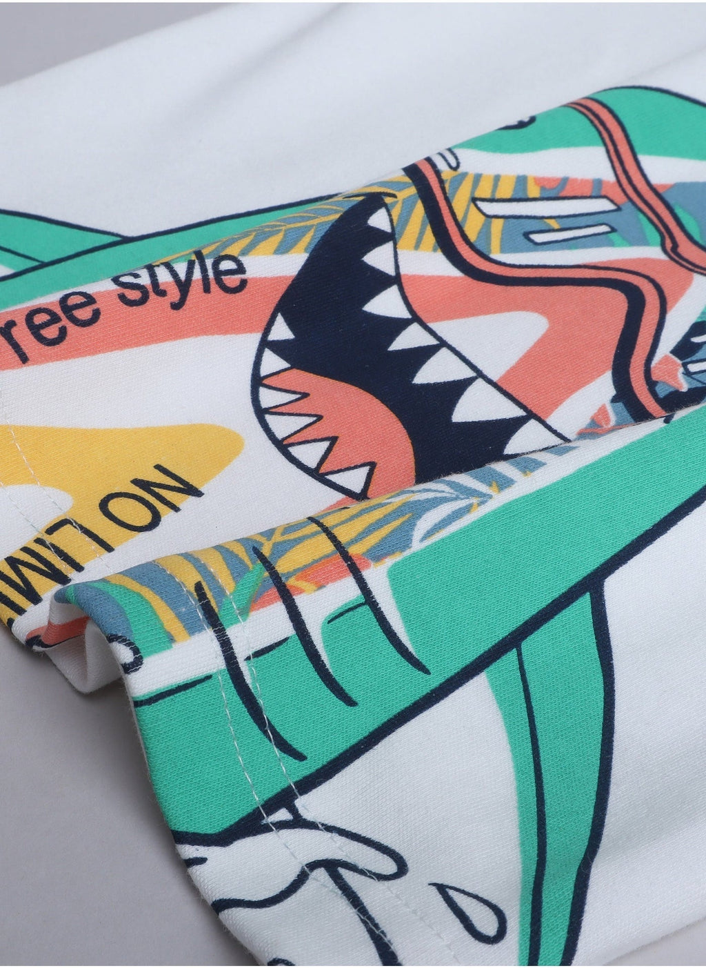 Boys Infant 2Pc Set - T-Shirt With Cute Shark And Green Shorts