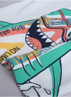 Boys Infant 2Pc Set - T-Shirt With Cute Shark And Green Shorts