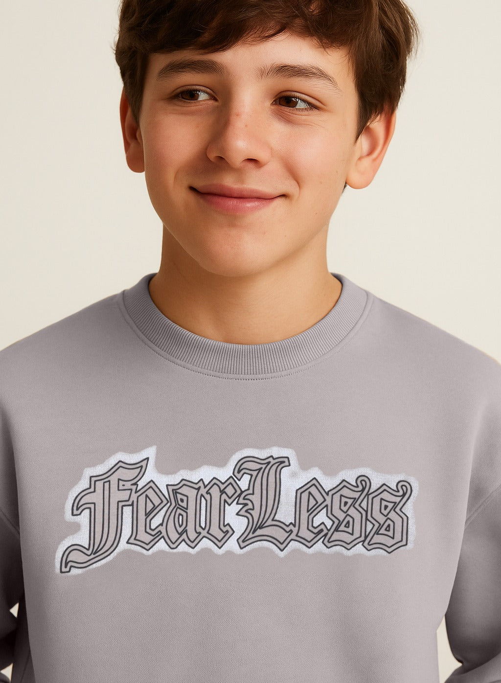 Boys' Beige Œfearless” Graphic Sweatshirt
