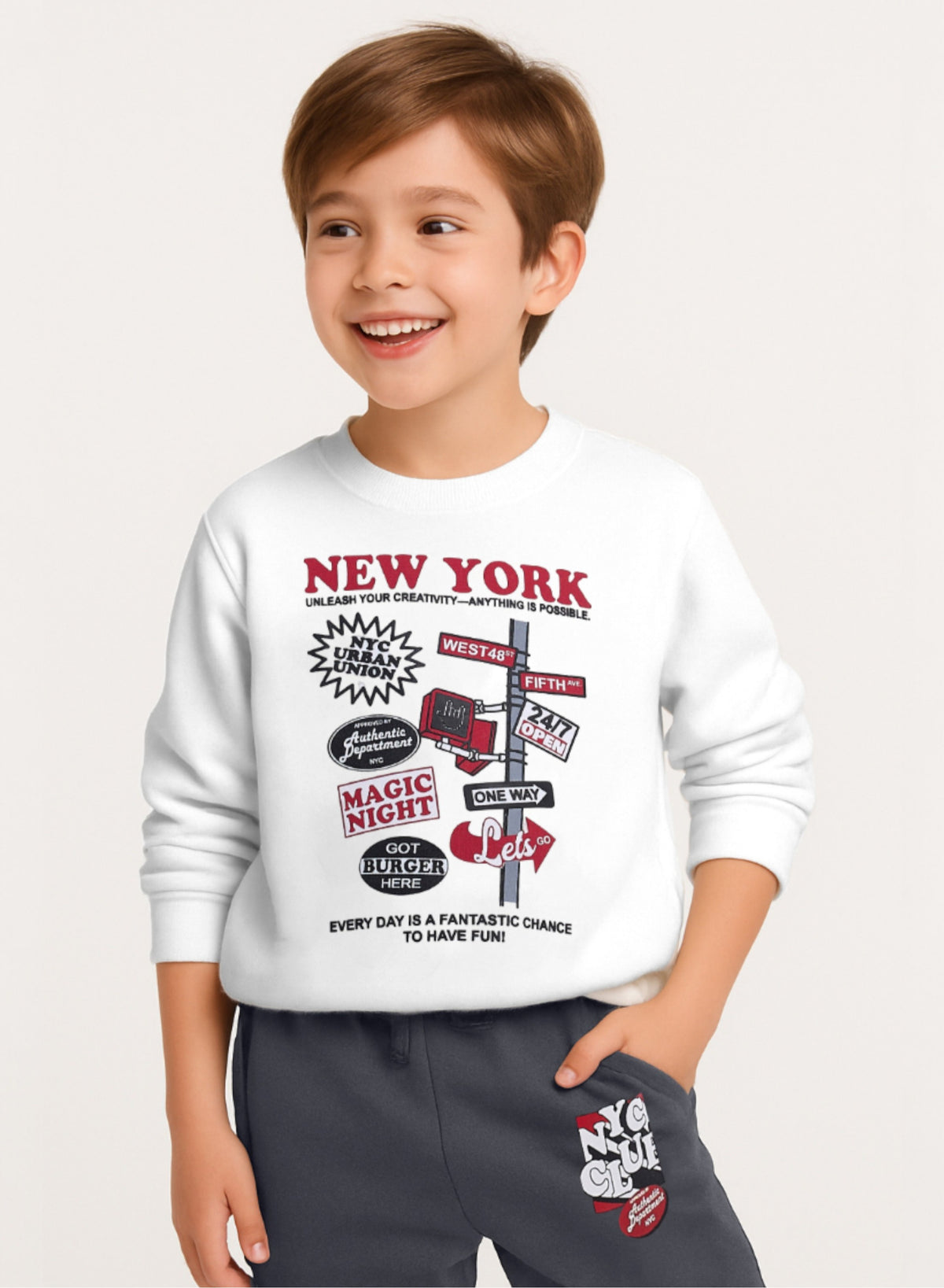Print Sweatshirt Jogger Set