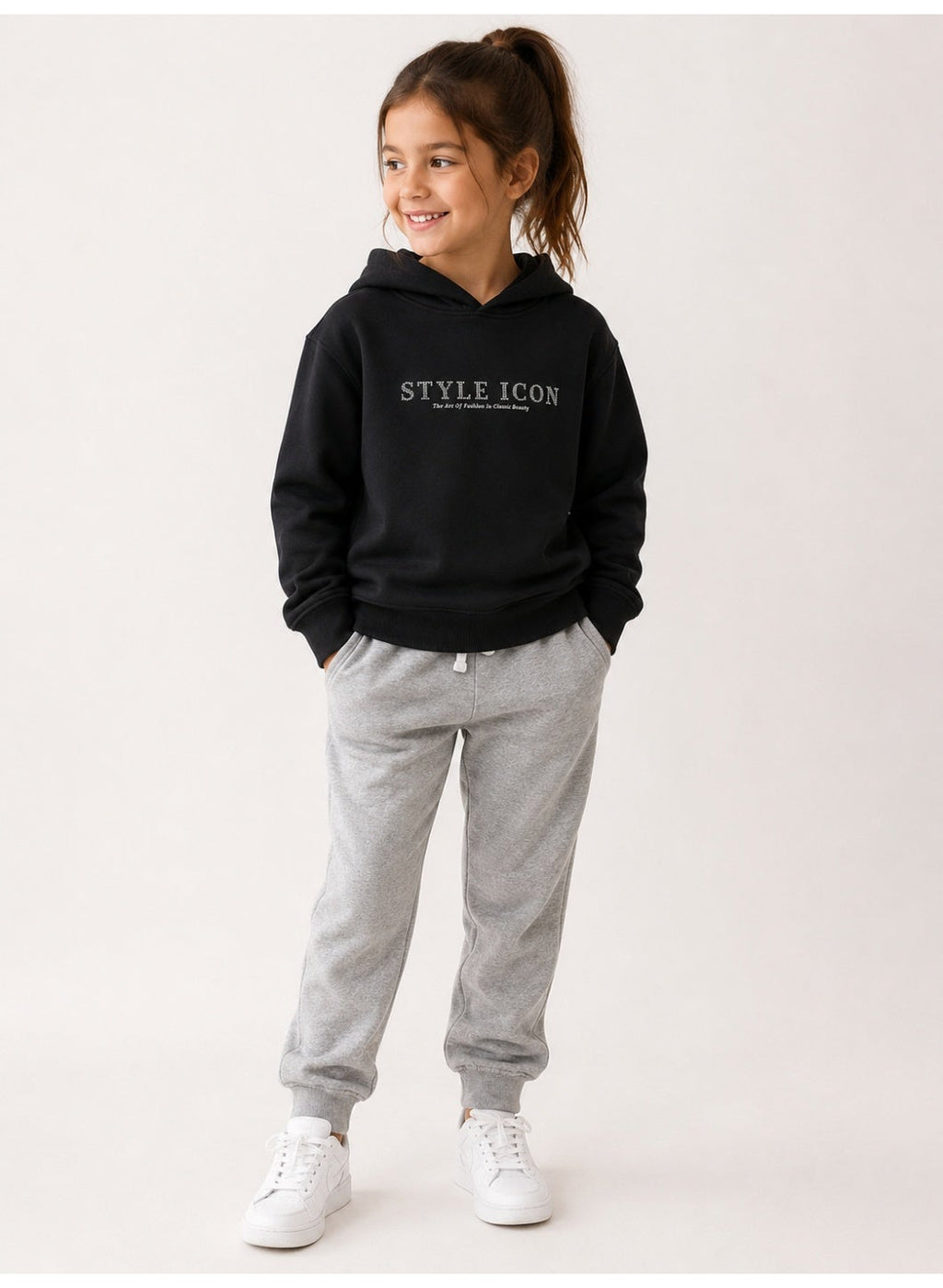 Girls Text Print Hoodie Sweatshirt