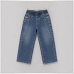 victor and jane boys blue denim pants with an elastic waistband and decorative front seam detailing