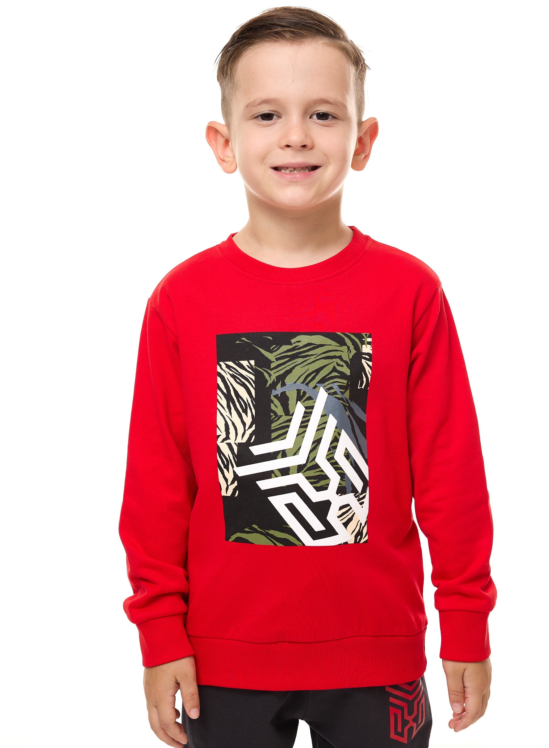 Boys' 2-Piece Sweatshirt And Jogger Set Red-Navy