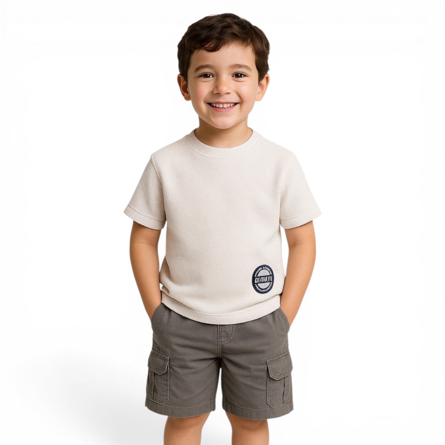 Junior Boys Textured Cotton T-Shirt