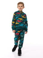 Boys' 2-Piece Printed Dinosaur Hoodie And Jogger Set